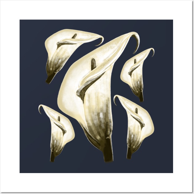 white calla lilies Wall Art by Zjuka_draw